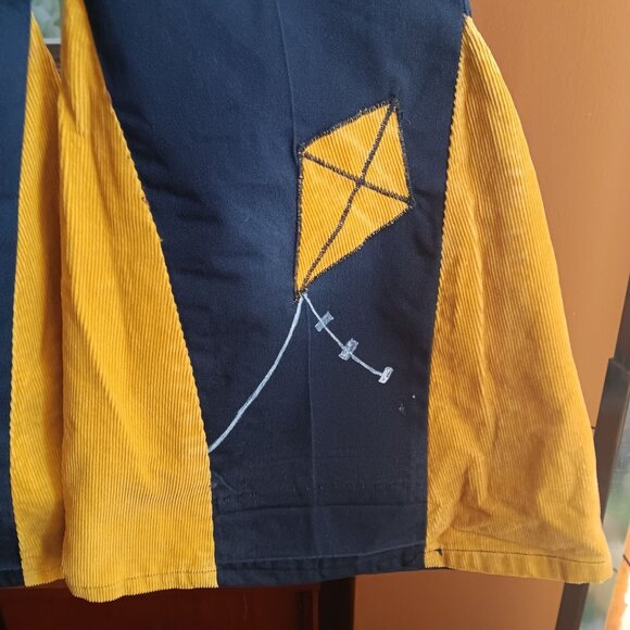 1OF1 20x17 Vintage Boys sz 6 Handmade Bell Bottom Pants Kite Embroidery 1970's - Picture 3 of 7